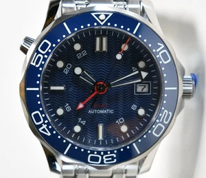 Reloj para hombre PHYLIDA 41mm NH34A GMT azul negro esfera ondulada automático SE-BL34 - Imagen 1 de 7