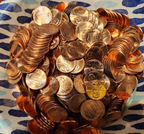 2012 D Lot of 500 Uncirculated Lincoln Cents Pennies from Bank Box 10 Rolls Cover