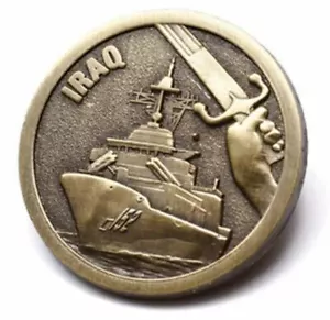 2609 IRAQ 3D ANTIQUE 20MM ANZAC BRASS ROUND LAPEL PIN BADGE ON CARD - Picture 1 of 1