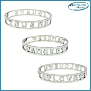bracciale da donna rigido in acciaio con frase inox braccialetto scritta 17 cm - Foto 1 di 7