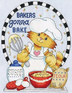 Kit de punto de cruz ~ Design Works panadero gato panadero va a hornear letrero de cocina #DW3477 - Imagen 1 de 4