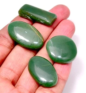 112.00 Cts Natural Green Jade Mix Cabochon Calibrated Loose Gemstones- 4 Piece - Picture 1 of 5