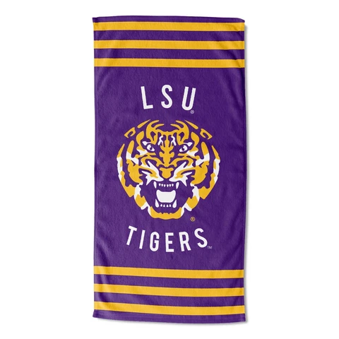 LSU Tigers Beach Towel (Stripes) OFFICIAL NCAA Cover