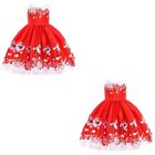 Set Of 2 Red Girl Child Baby Clothing Twirl Swing Party Dresses