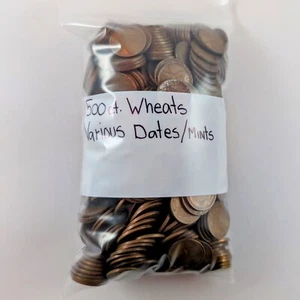 RANDOM US WHEAT ONE CENT COINS VARIOUS DATES AND MINTS LOT OF 500 - Picture 1 of 1