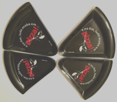 Set of 4 Tok & Stok and in the end, it all ends up in pizza! Pizza Glass Server - Image 1 of 3