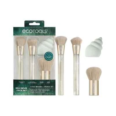 EcoTools Sea Gems Face Makeup Brush & Sponge 4 Piece Set Eco-Friendly Makeup - Image 1 of 4