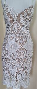  Ladies Dress Lace Ivory N Nude Size 12 Wedding Party 🤎🤍🤎🤍🤎🤍🤎🤍🤎