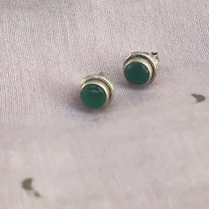 Tachuelas de esmeralda verde plata esterlina 925 - Imagen 1 de 10