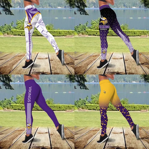 Minnesota Vikings High Waisted Yoga Pants Tummy Control Leggings Jogger Trousers Cover