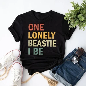Retro One Lonely Beastie I Be Funny Quote Saying Vintage Unisex T-Shirt - Picture 1 of 19