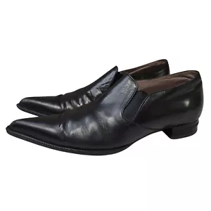 JEAN PAUL BARRIOL PARIS US 6.5 BLACK LEATHER SLIP ON SHOES HEELS FRANCE 37.5 - Picture 1 of 9