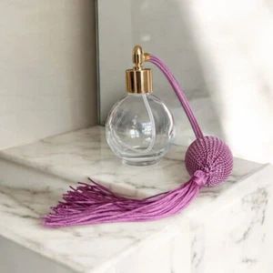 78ml Round Perfume Bottle Atomizer (L)Purple Tassel Pump, Funnel & Gift Box (GF) - Picture 1 of 5