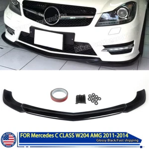 Gloss Black Front Bumper Lip Splitter For Mercedes C Class W204 C300 C350 11-14 - Picture 1 of 15