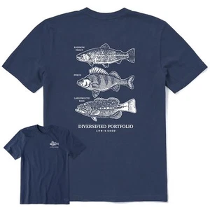 Life Is Good Diversified Freshwater Catches SS Crusher-Lite Tee Men's Shirt, Dar - Picture 1 of 1