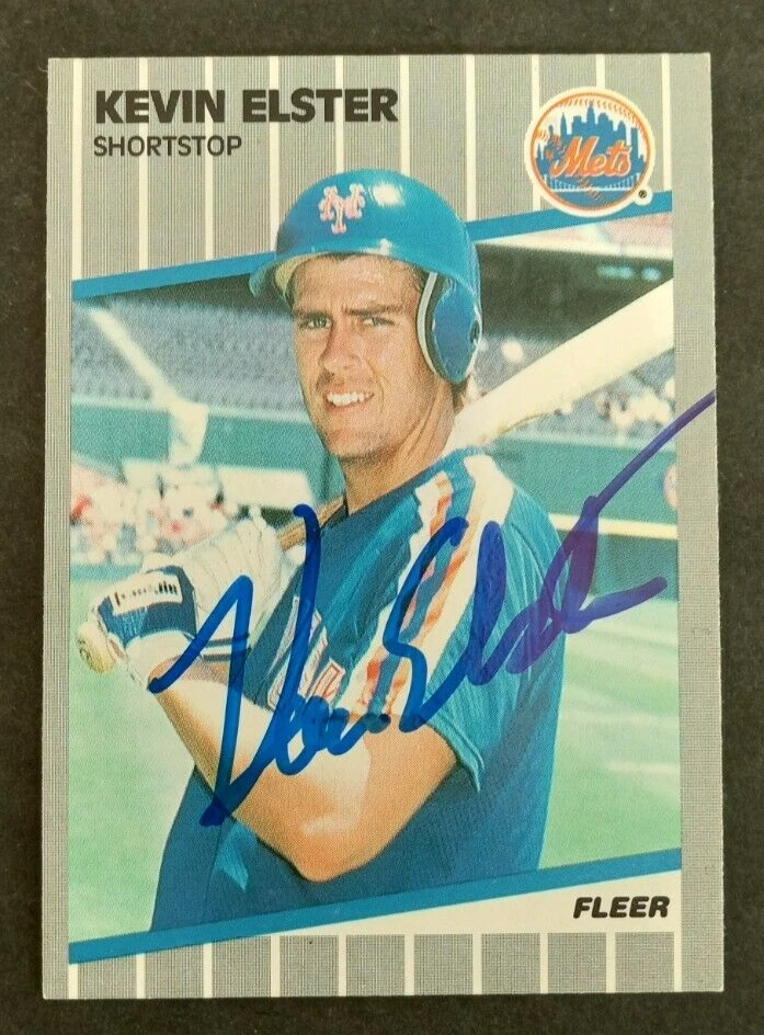 1989 Fleer SIGNED: Kevin Elster, METS #34