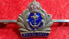 Vintage Royal Navy Kings Crown Enamel Sweetheart Bar Brooch. 