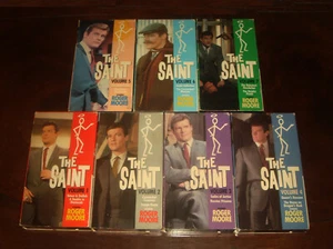Rare "THE SAINT" 1960s Spy Thriller TV SHOW Roger Moore 7 VHS SET, 14 EPISODES - Picture 1 of 7