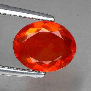 VVS 1.38ct 10x8mm Oval Cut Natural Top Rich Orange Fire Opal Clarity Ethiopia