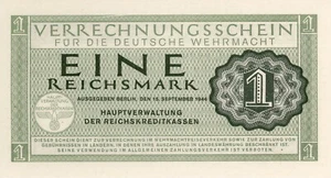 Currency Germany 1944 WW2 Wehrmacht Banknote War Era 1 Eine Uncirculated - Picture 1 of 2