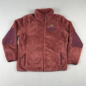 LL Bean Hi Pile Fleece Jacket Women’s Large Orange Full Zip Long Sleeve Fuzzy - Picture 1 of 20