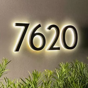 Custom Illuminated Address Number Sign Outdoor LED Backlit House Number - Picture 1 of 11