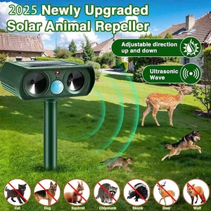 Outdoor Solar Animal Repeller Ultrasonic Pest Repellent for Cats, Birds, Deer - Picture 1 of 13