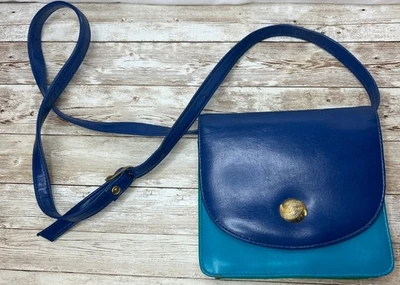 Cartera de cuero Monet bolso de hombro azul marino y verde azulado Foto 1 de 4