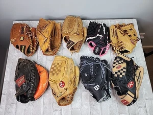 9 Handschuhe Baseball Softball Lot Rawlings Wilson Catchers sortiert lesen* - Bild 1 von 11