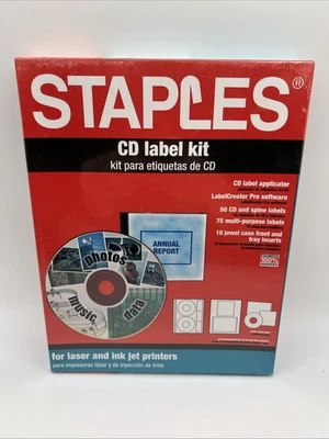 Staples CD Label Kit Applicator Software Labels Jewel Case Inserts NEW Sealed BN - Image 1 of 4