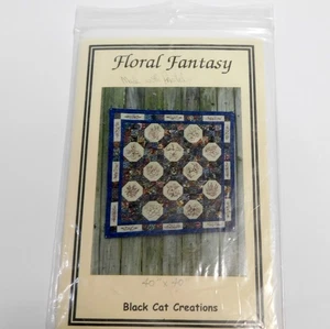 Black Cat Creations Floral Fantasy Quilt Pattern 40" x 40" Embroidery - Picture 1 of 5