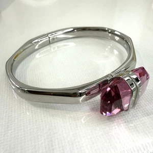 Swarovski Bangle Pink Crystal Silver Magnetic Lucent Size Medium M Bracelet - Picture 1 of 7