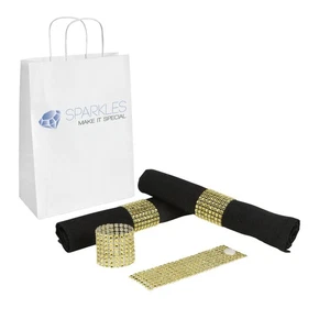 100 Gold Rhinestone Napkin Rings - 8 Row Reusable Fasteners - Picture 1 of 5