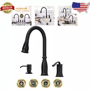 Elegante grifo de cocina extraíble en bronce frotado con aceite - Fácil instalación de 3 orificios - Imagen 1 de 10
