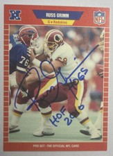 Russ Grimm Autograph Card Washington Redskins HOF 2010 Hogs Inscriptions Signed