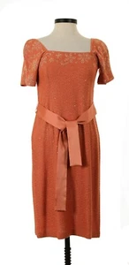 St John Knits Tangerine Shimmer Short Sleeve Dress With Paillettes Size 6 NWT - Bild 1 von 3