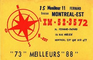 vintage CB radio QSL postcard compass Fafard 1970s Montreal PQ QC Quebec