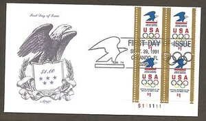 #2539 $1 Eagle & Olympic Rings - Artmaster FDCPB4 - Picture 1 of 2