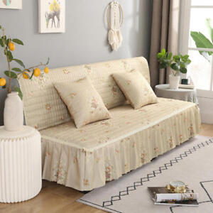 Lace Large Armless Folding Sofa Cover with Skirt Flower Slipcovers Couch Cover