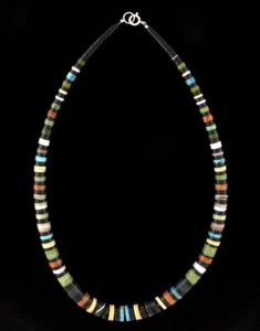 18" Graduated Multi-Color Heishi Necklace By Gerard & Mary L. Calabaza - Picture 1 of 2