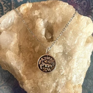Sterling Silver Stamped Aries Zodiac Sign Ram Pendant 24" Chain Necklace -New - Picture 1 of 5