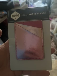 Phone Pocket Adhesive Credit Card Holder Ultra Thin 2 pockets Metallic Pink Gold - Zdjęcie 1 z 2