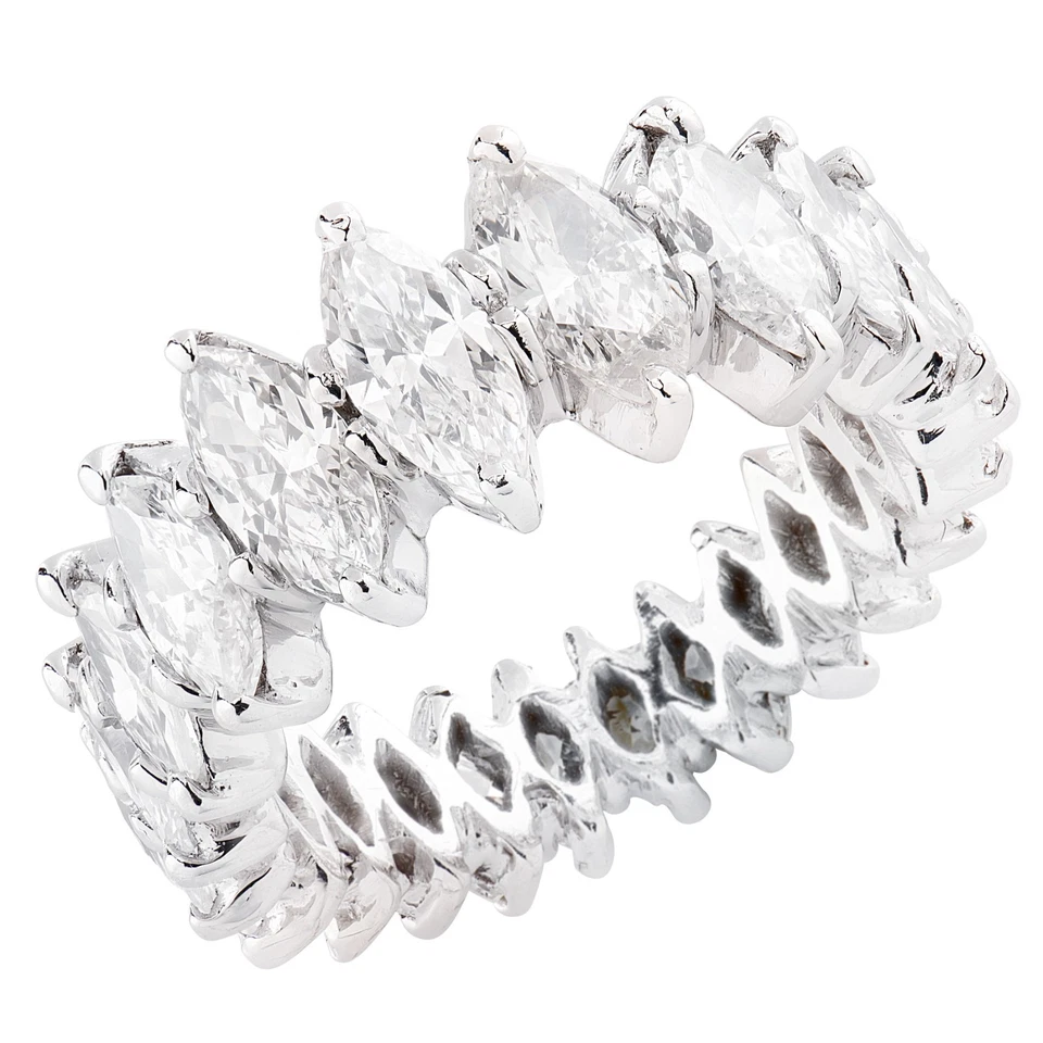 Banda de eternidad graduada con diamantes talla marquesa de 2,75 quilates Foto 1 de 4