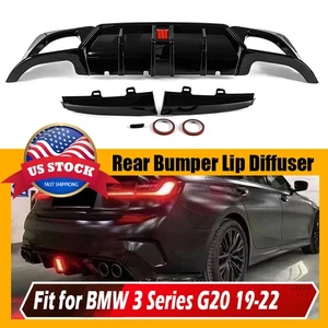 Rear Bumper Lip For BMW 3 Series G20 330i M340i Sport Diffuser Gloss Black 19~22 - Picture 1 of 10