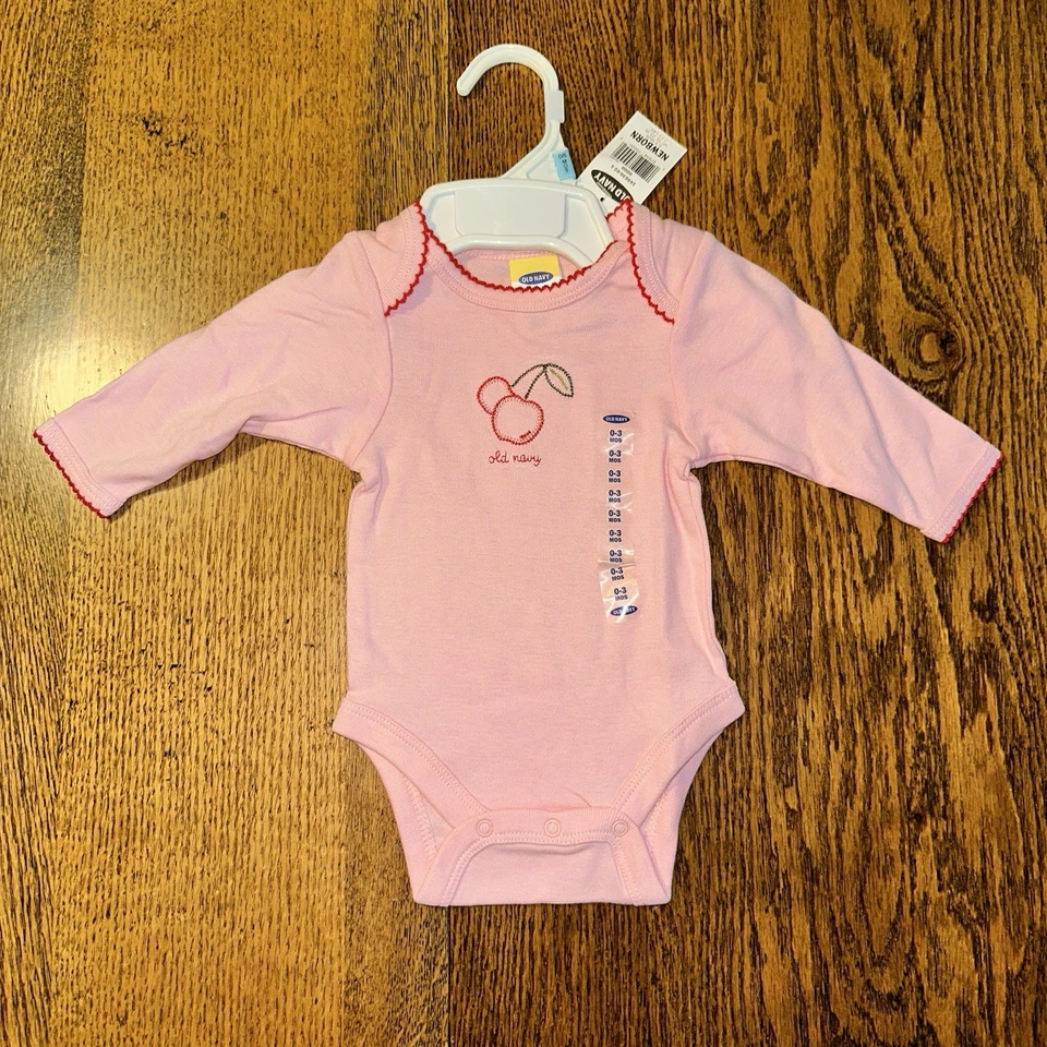 Body De Colección Y2K Antiguo Azul Marino Bordado Cerezas Cereza Manga Larga 0-3 Meses Foto 1 de 4