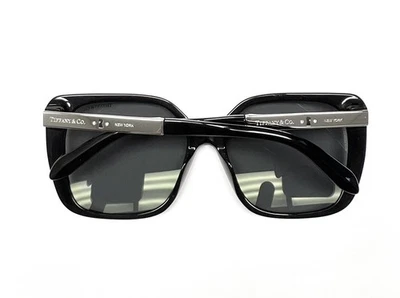 Gafas de sol Tiffany TF 4074B 8001/3F pulidas negras plateadas con bloqueo templos sin estuche Foto 1 de 4