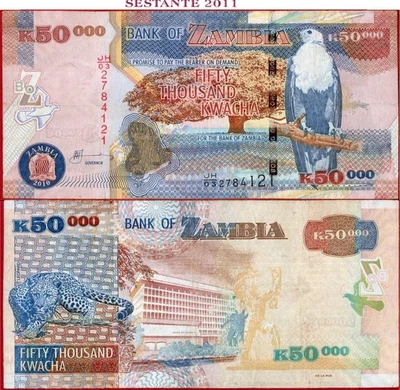 ZAMBIA 50.000 50000 KWACHA 2010 P 48f VF+ free shipping from 100$ - Image 1 of 3