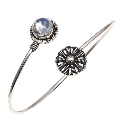 Браслеты-манжеты ювелирные изделия ручной работы опал молочный огонь 7 дюймов регулируемые - Изображение 1 из 4