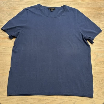 Camisa Top Ann Taylor Azul Manga Corta Tejida Para Mujer’s XXL Cuello Redondo Ligera Foto 1 de 4
