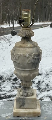 Antique Art Deco 1920s 1930s Italian Hand Carved Alabaster / Marble Stone Lamp - Image 1 of 4